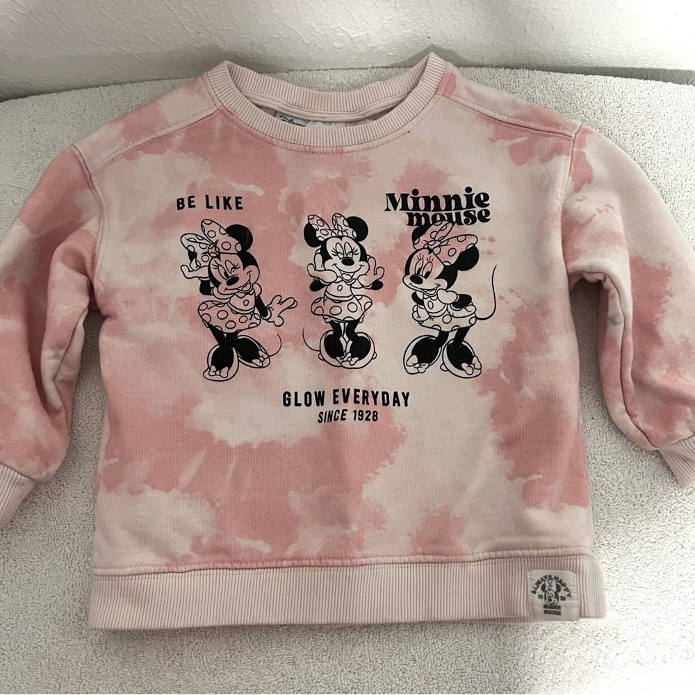 Disney + Zara Be Like Minnie Mouse “Glow Everyday”Sweatshirt (3-4) Years Tye-Dye
